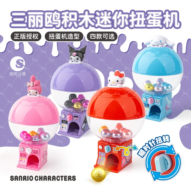 Sanrio Hello Kitty Mini Capsule Machine Toy Building Blocks Kuromi Cinnamoroll Melody Children Birthday Gifts Diy Puzzle Gift
