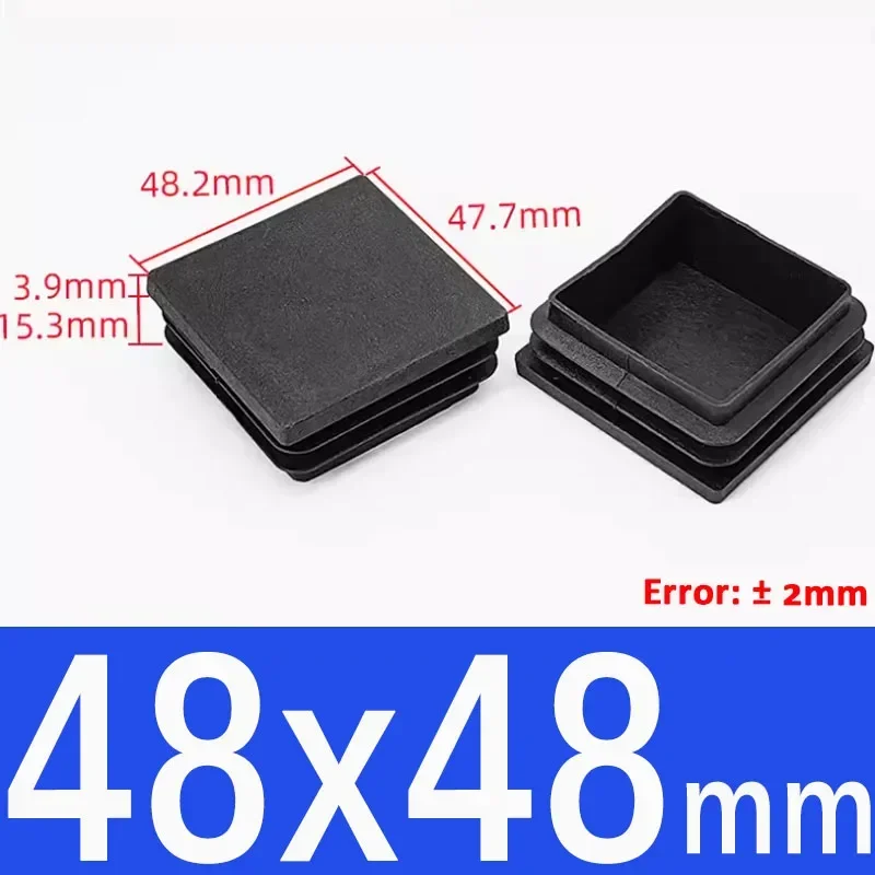 Black Square Plastic End Caps for Table or Chair Feet Protection