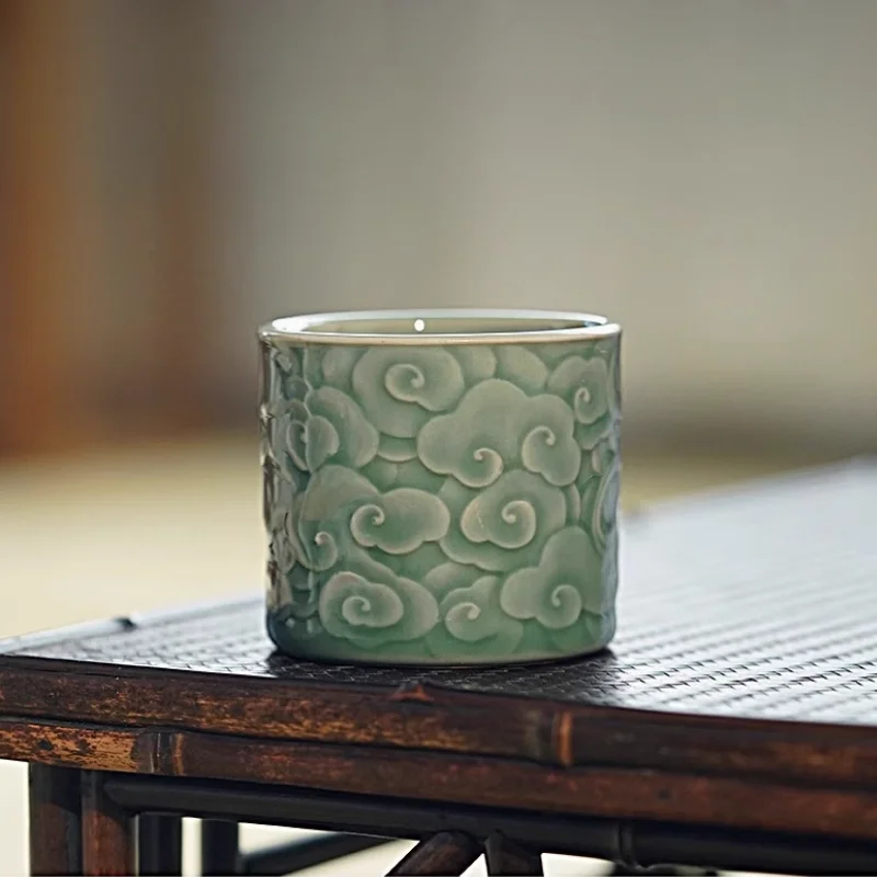 Tea Cup Chinese Style Retro Yue Kiln Celadon Tea Set Single Cup