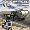 1: 12 HG-P801 Remote Control Heavy Truck RC CAR Fully Proportional 8-Wheel Military Truck Sound and Light 16 Channels 1