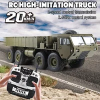 1: 12 HG-P801 Remote Control Heavy Truck RC CAR Fully Proportional 8-Wheel Military Truck Sound and Light 16 Channels 1