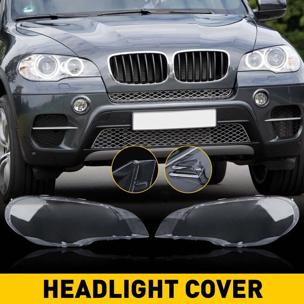

1 Pair Car Front Headlight Lens Cover Left And Right Side Clear Headlamp Lens Cap Housing Compaible For 2007-2012 X5 E70
