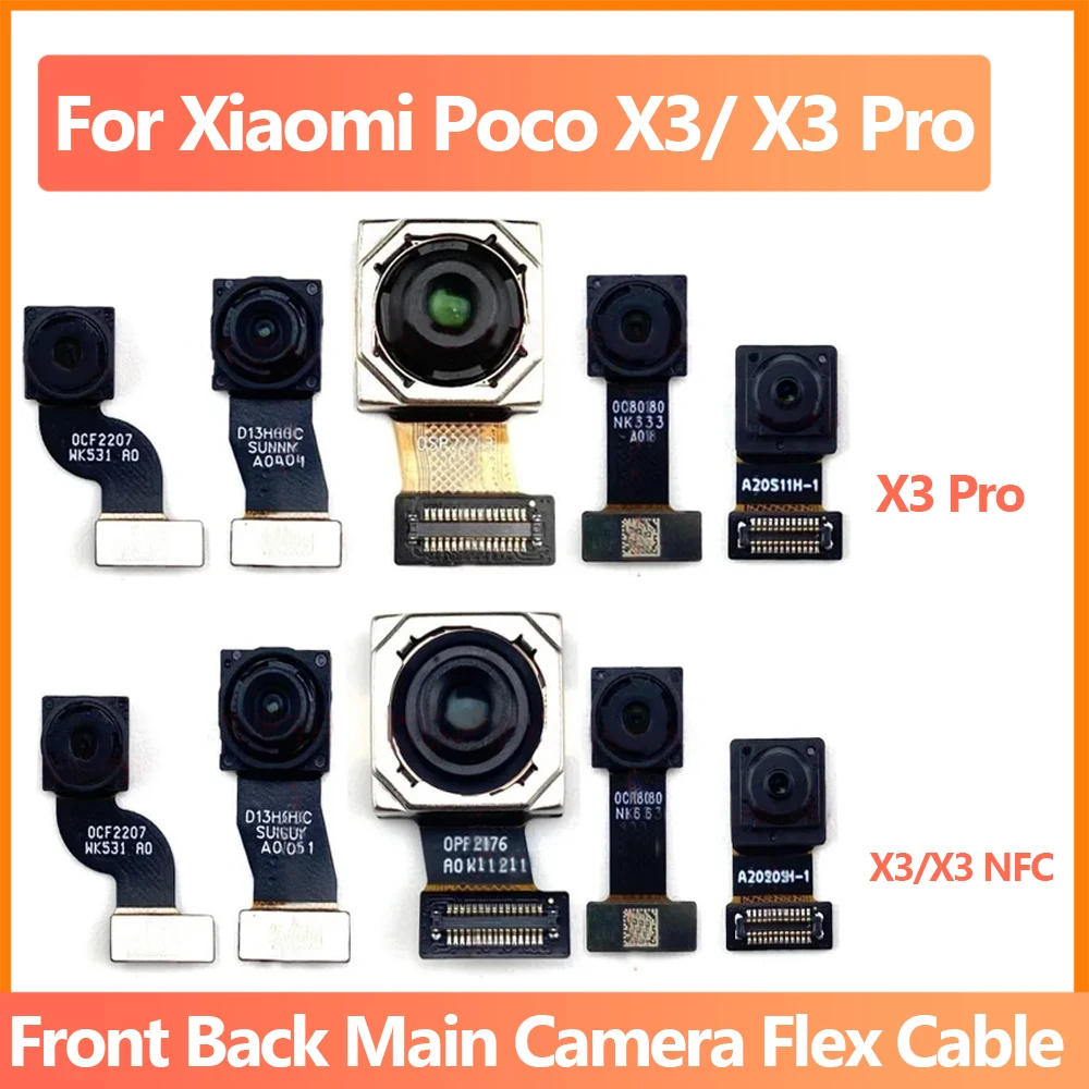 Câmera frontal e traseira para xiaomi poco x3 pro nfc, original, traseira, ultrawide, macro, traseira, módulo flexível, peças sobressalentes