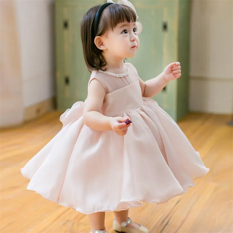 

Baby Girls Tutu Dresses for Birthday Party Wedding Big Bow Dresses Infant Girl 1st Birthday Princess Pink Baptism Dress