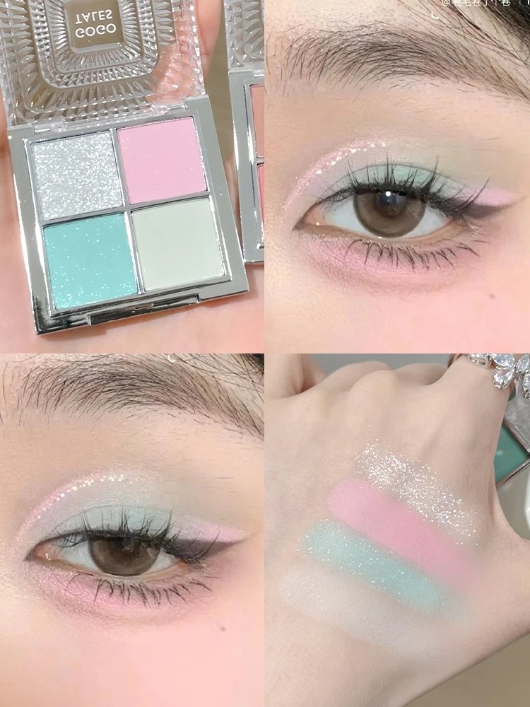 

Gentle Temperament Light and Shadow Flow Four Color Eyeshadow Palette Blue and Green Eye Shadow Matte Shimmer Broken Flash