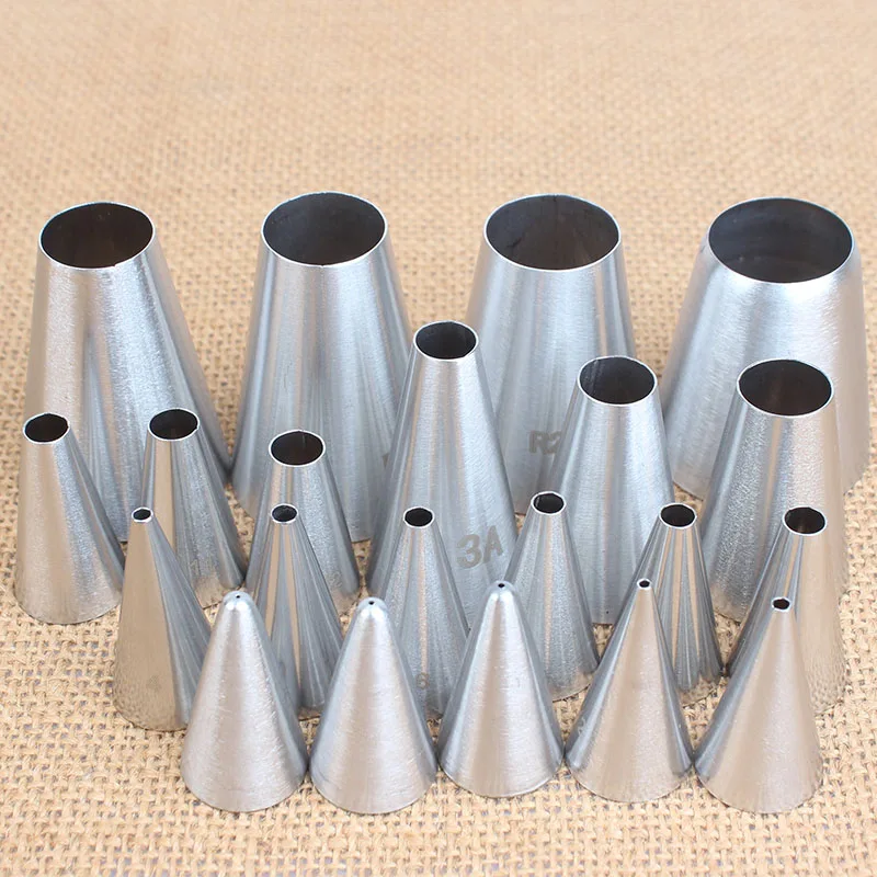 Round Metal Cake Cream Decoration Tip Stainless Steel Piping Icing Nozzle Pastry Tools 21pcs