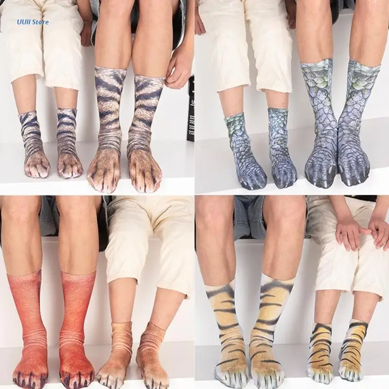 3D Funny Socks Novelty Crazy Mens Women Animal Pattern Cat Paw Bigfoot Crew  Sock