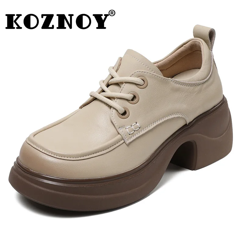

Koznoy 6.5cm Women Genuine Leather ROME Luxury Spring Fashion Chunky Heels Summer Fashion Platform Wedge Autumn Mary Jane Shoes