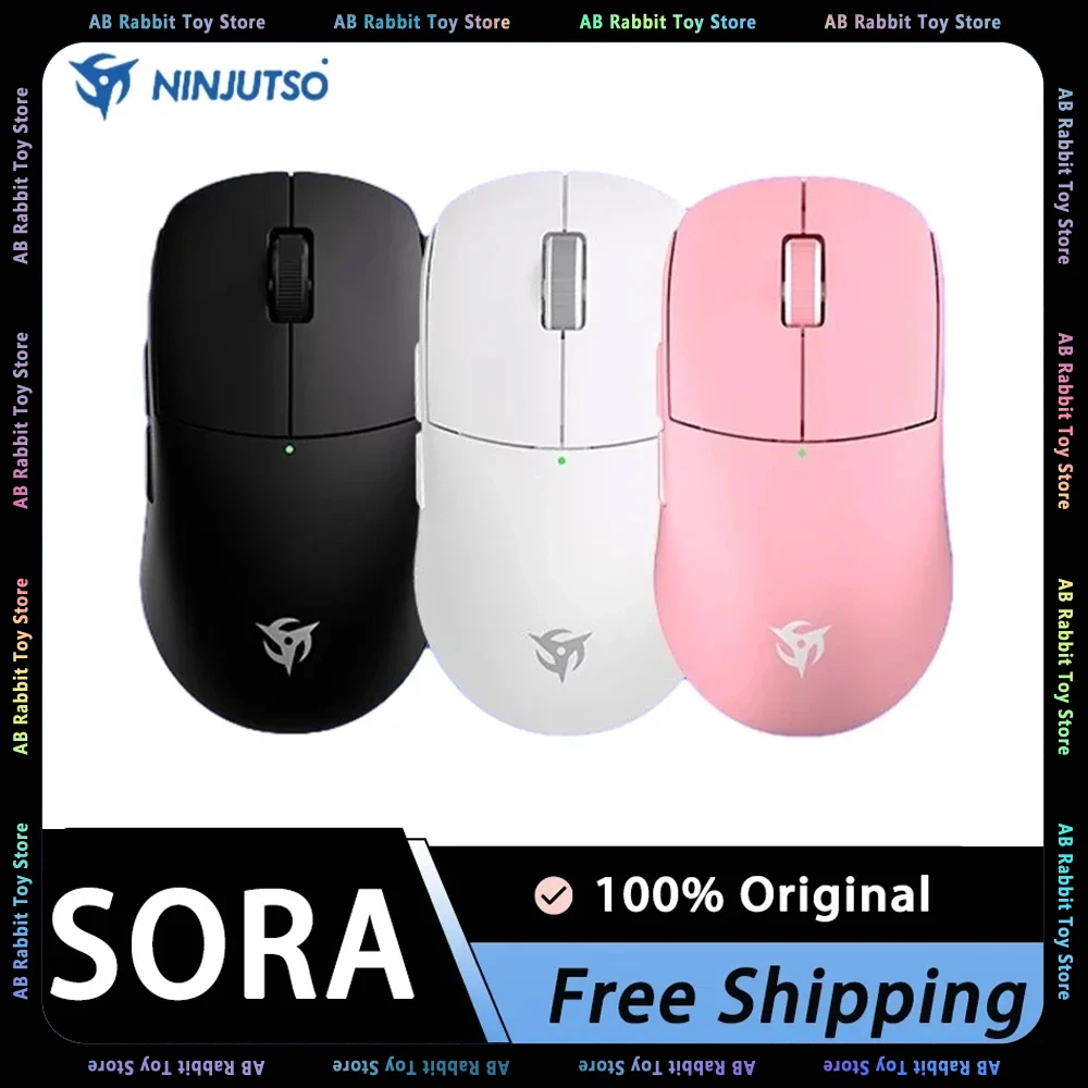 

Ninjutso Sora NM031 Paw3395 Mouse Lightweight Ergonomics 4k Wireless Mouse Gamer E-Sports Accessory For Computer Gaming Pc Gifts