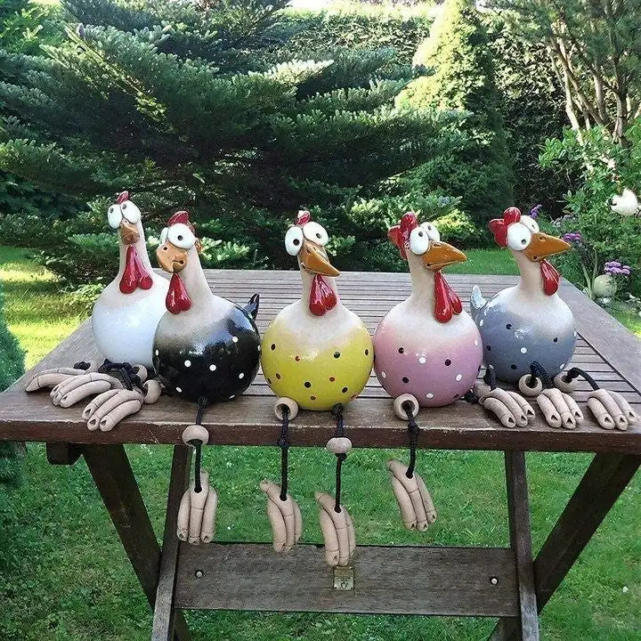 

Ceramic Chicken Garden Statues Sculptures Decoration Home Animal Funny Resin Figurines Garden Plug Pottery Figure Ornaments