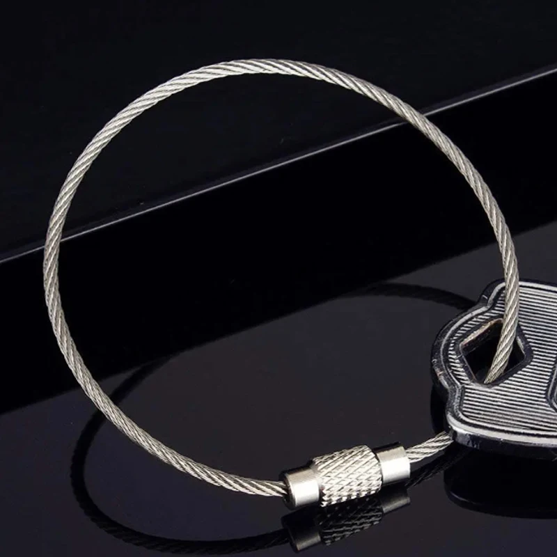 1/2/5/10Pcs Keychain Ring Key Keyring Circle Rope Cable Loop Outdoor Camp Luggage Tag Screw Lock Gadget metal keychain stainless steel wire rope steel wire rope