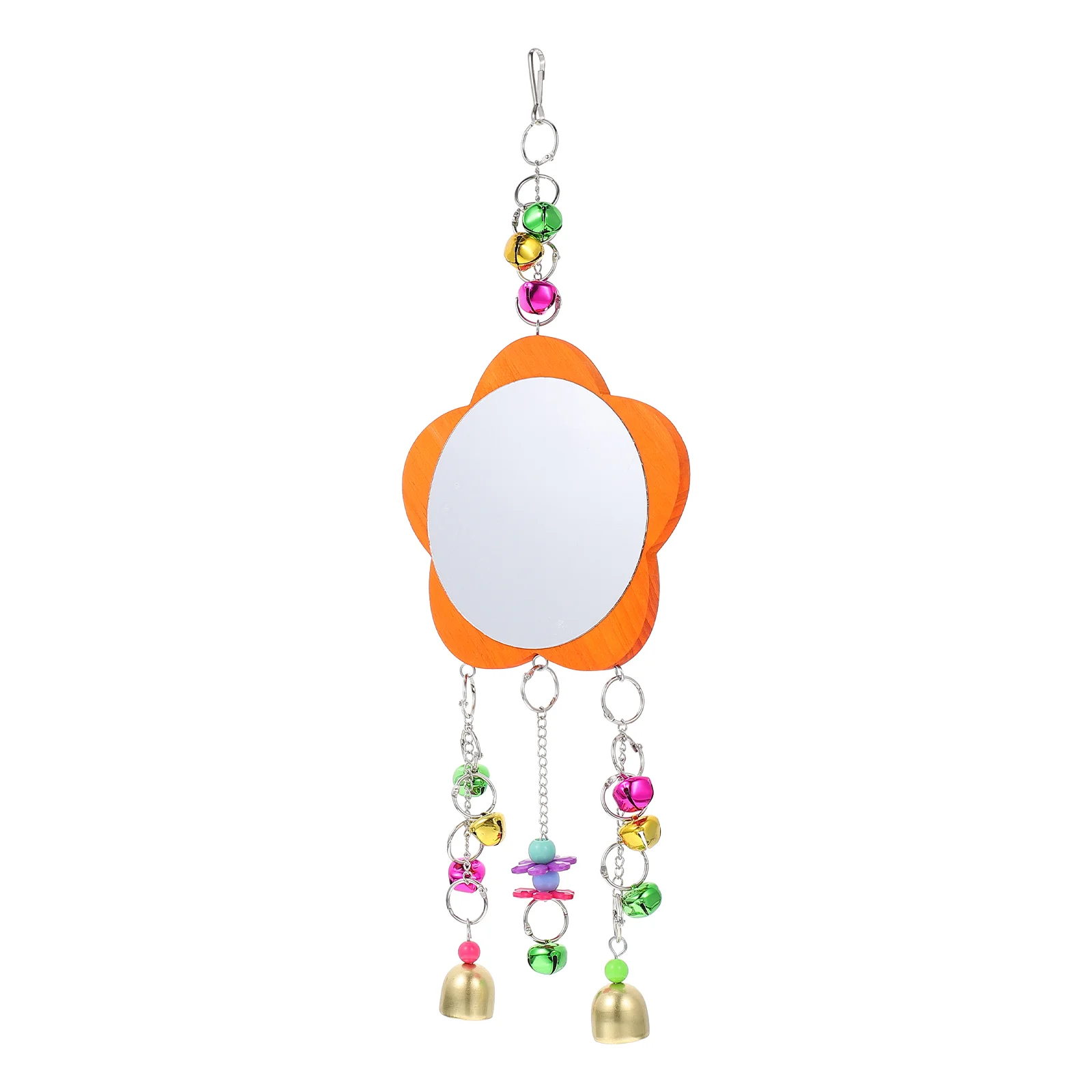 

Cock Toy Mirrors Bird Hanging for Pets Hen Rooster Plaything Stainless Steel Hens with Bells Parrot