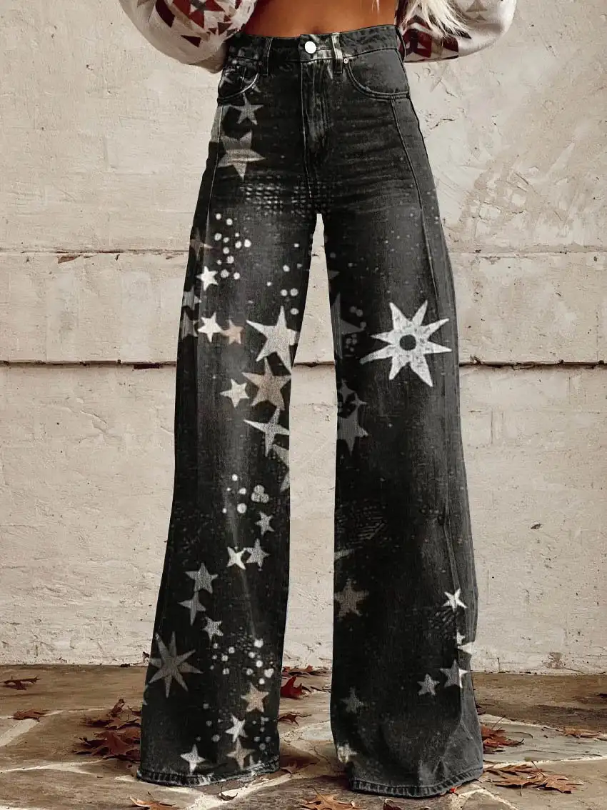 Women's flared pants, casual flared pants, 3D printed horse pattern retro hot selling women's trousers S-3XL