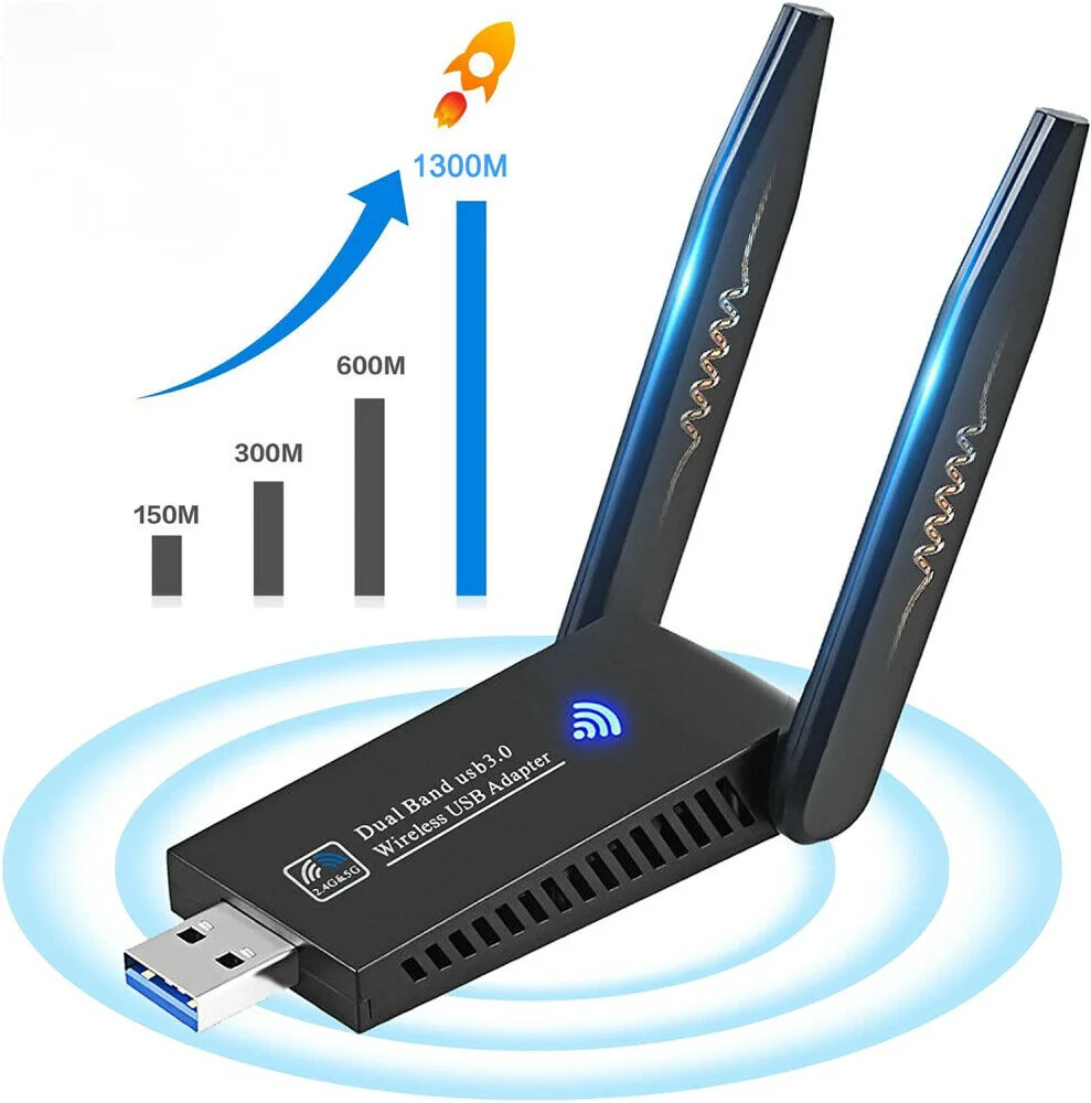 1300 Mbps WiFi Adapter USB 3.0 2.4/5 GHz Dual Band Wireless USB Adapter For Desktop Laptop Windows Mac Linux Wireless AP hotspot