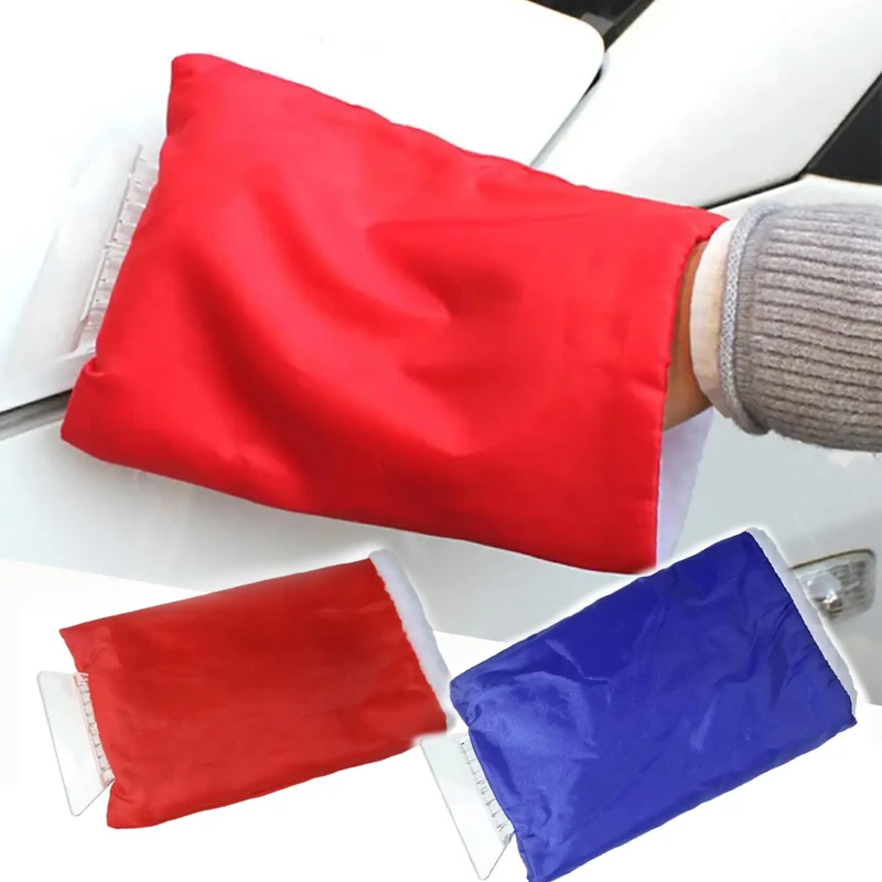 Car Snow Shovel Warm Gloves Ice Shovel Plush Warm Gloves Anti-skid Handle Padded Thickened Waterproof Emergency De-icer