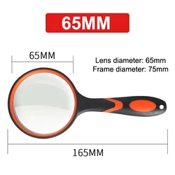 Large Lens Handheld Magnifier with Non - Slip Grip - 10X Magnification for Reading & Observation (Orange)