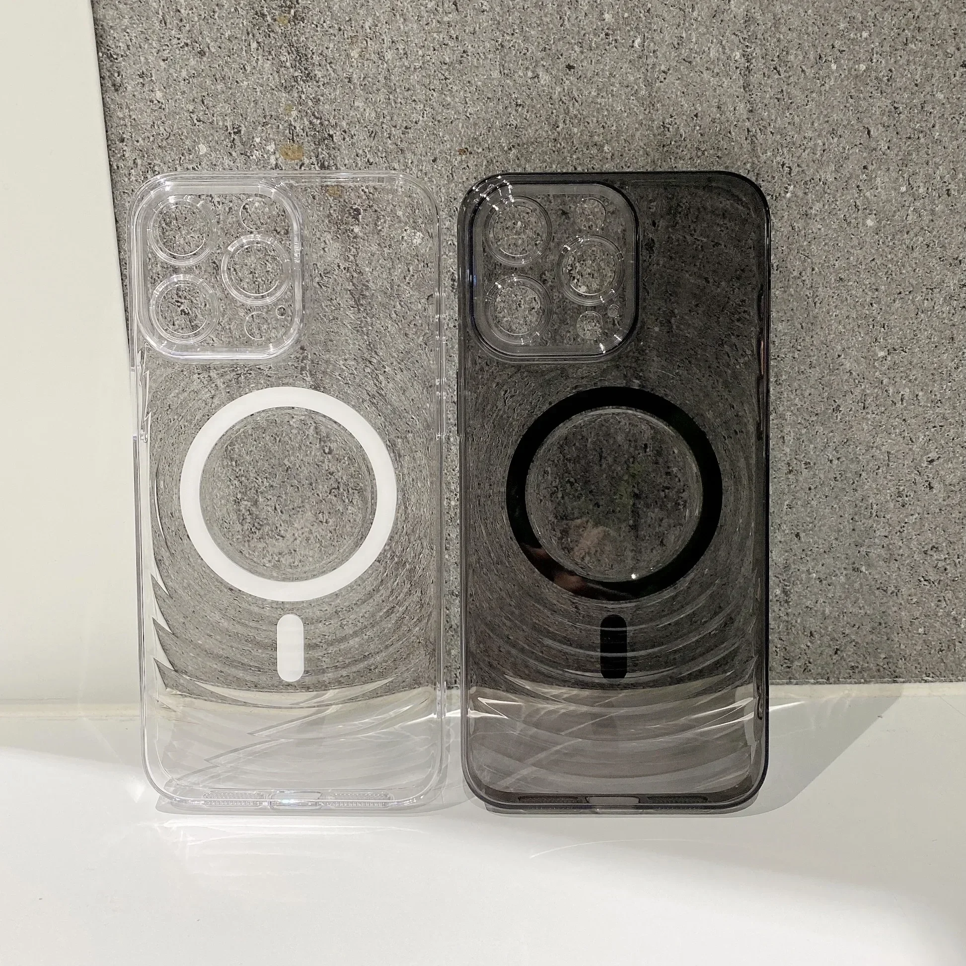 

For Wireless Charge Magnetic Phone Case for iPhone 15 14 13 Pro Max Transparent Ripple Soft Silicone Shockproof Cover