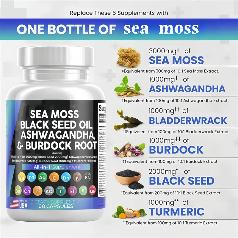 Ashwagandha & Sea Moss Capsules for Men male enhancing supplement organic capsules