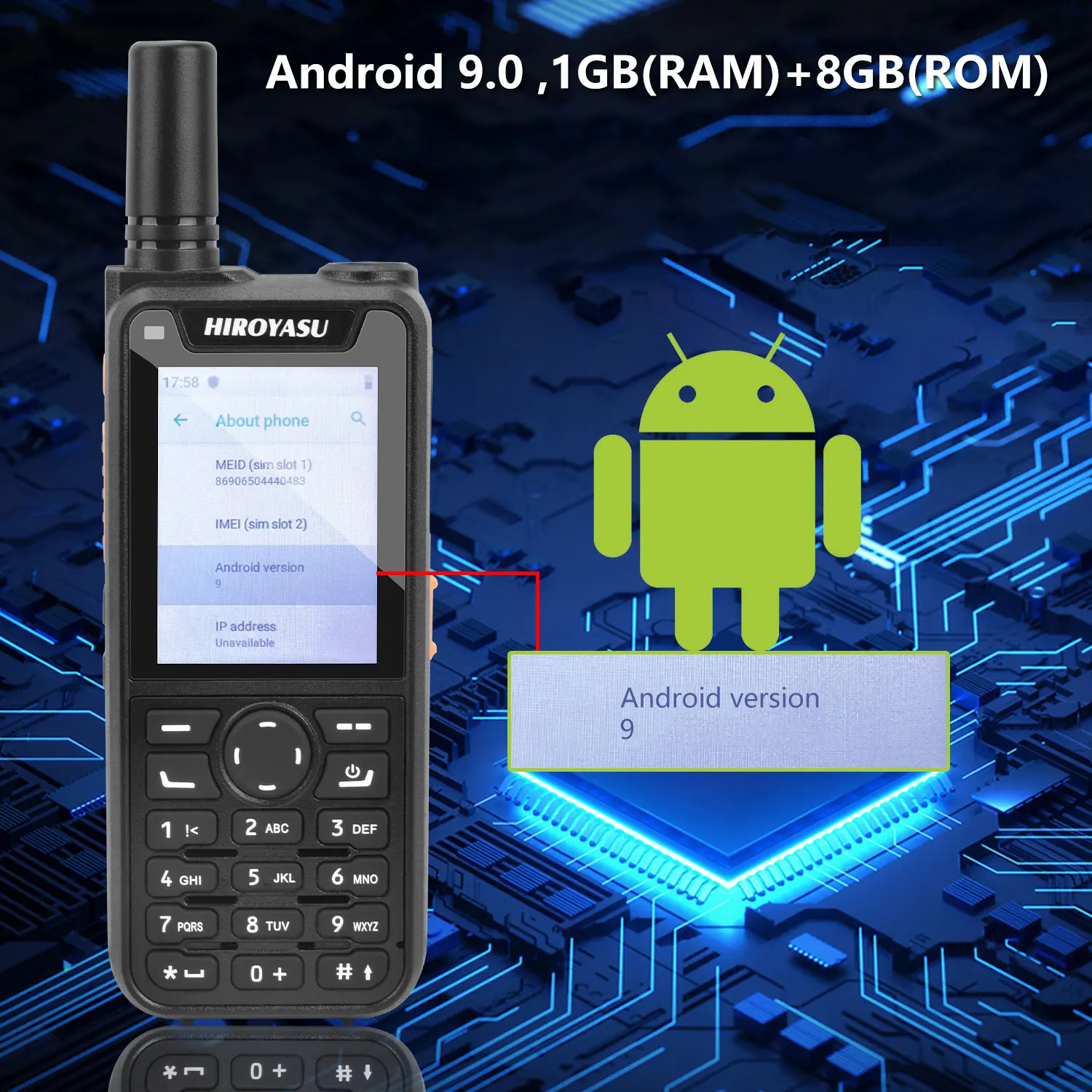 Zello Walkie Talkie Hiroyasu HI-B6 Android 9.0 4G Dual Sim Cards