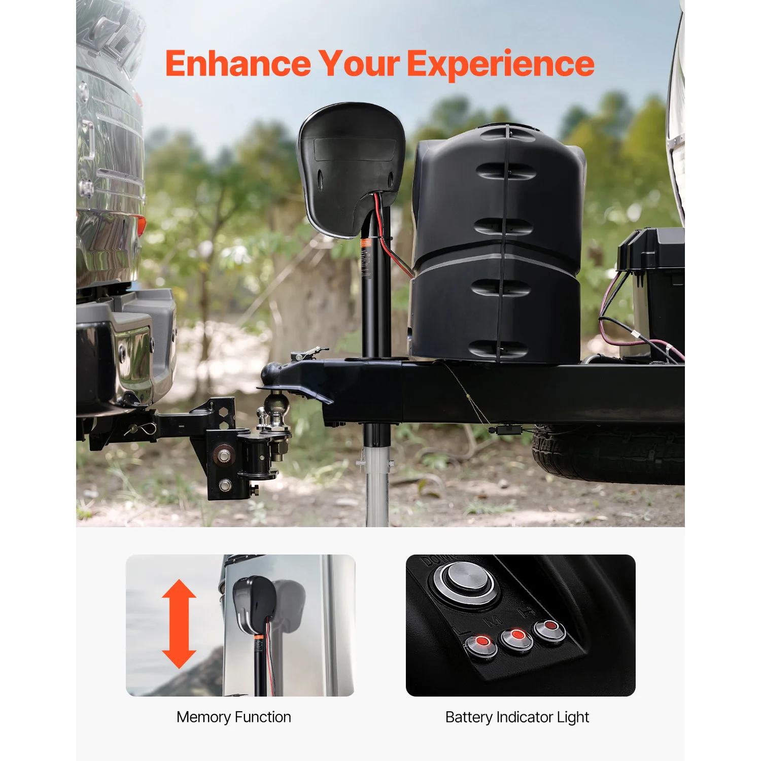 SucceBuy 3500 lbs Electric Trailer Jack 9.5"-26.3" Lift with 2 Way Connector & Memory Function RV Power Tongue Jack for Campers