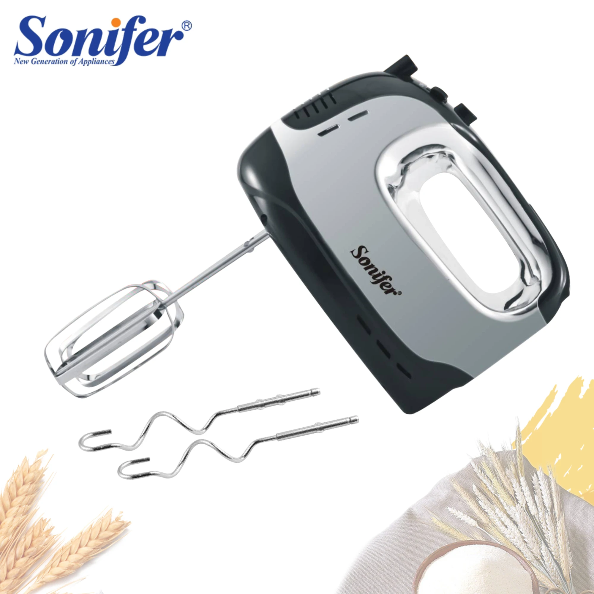 

Sonifer Food Mixer Electric Cuisine Kitchen Blender With Dough Hooks Chrome Egg Beater Whisk Hand Mixer For Sweet Bakery SF7016