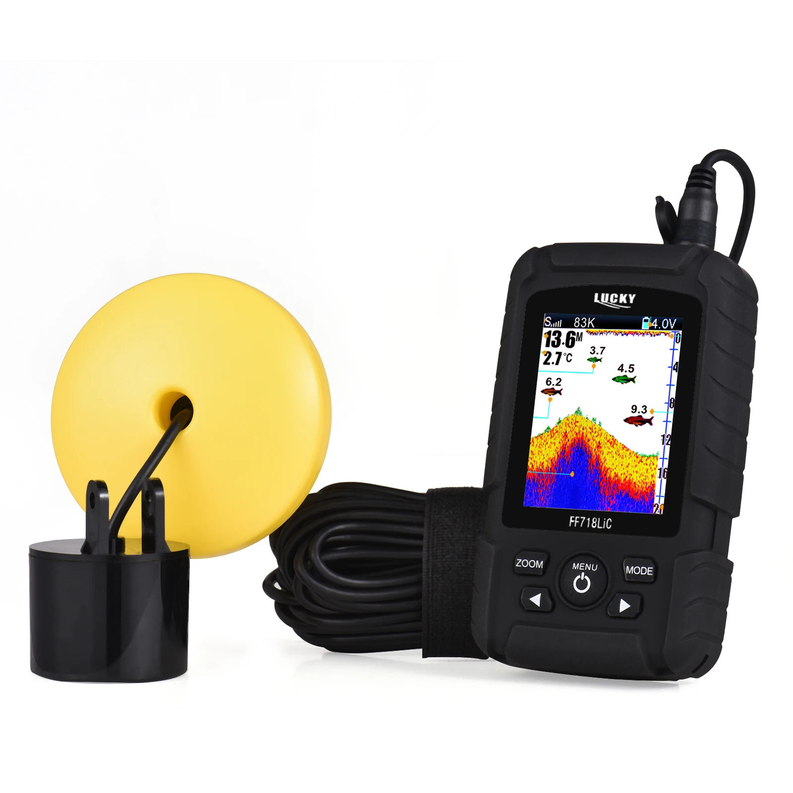 

FF718LiCD-T Portable Fish Finder Handheld Wired Fish Depth Finder Sonar Transducer for Kayak Fishing Underwater Echo Sounder