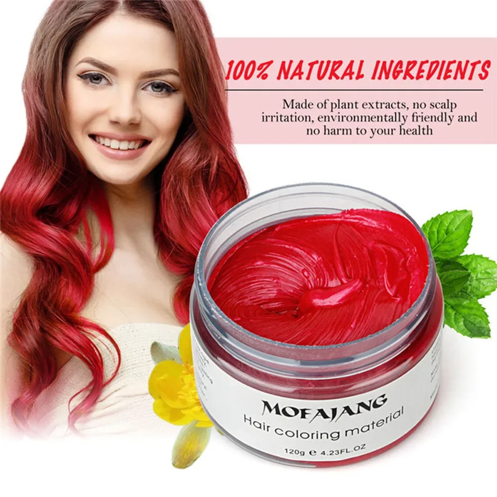 Mofajang Color Hair Wax Dye Styling Pomade Silver Grey Disposable Natural Hair Strong Gel Cream Hair Dye for Women Men