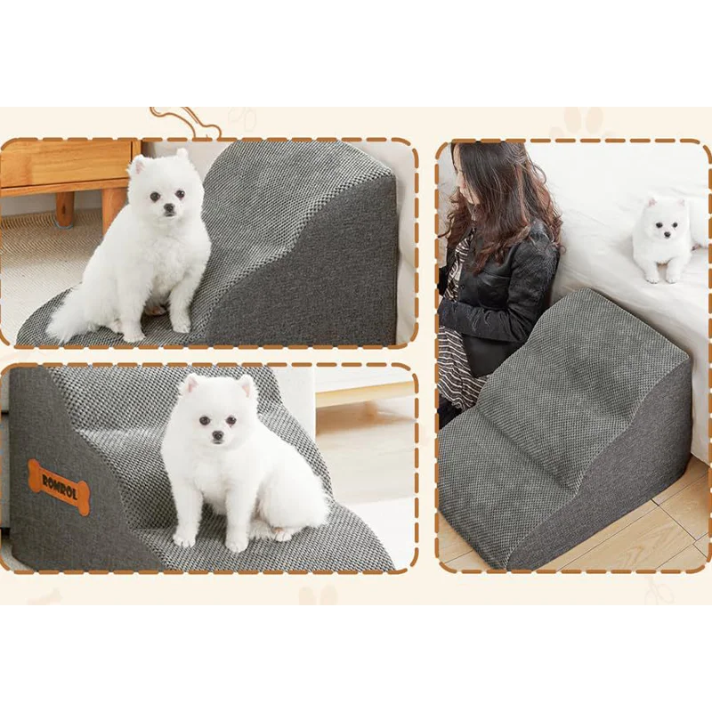 Escadas para animais de estimação, para cães grandes, gatos, esponja macia de alta densidade, rampa para cães pequenos, escada extra larga, degraus antiderrapantes para cama alta ou sofá