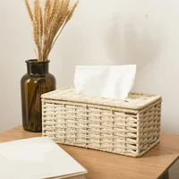 Rattan Tissue Box Vintage Napkin Holder Case Clutter Storage Container Cover Living Room Desk Decoration 1