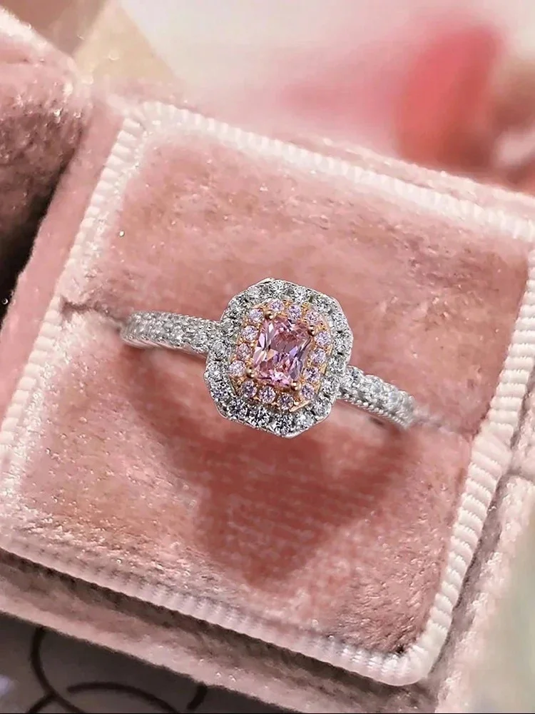 925er Sterlingsilber, modischer, zarter, süßer, quadratischer Zirkon-Ring für Frauen, Jahrestag, personalisierter Luxus, hochwertiger edler Schmuck – Detail 2