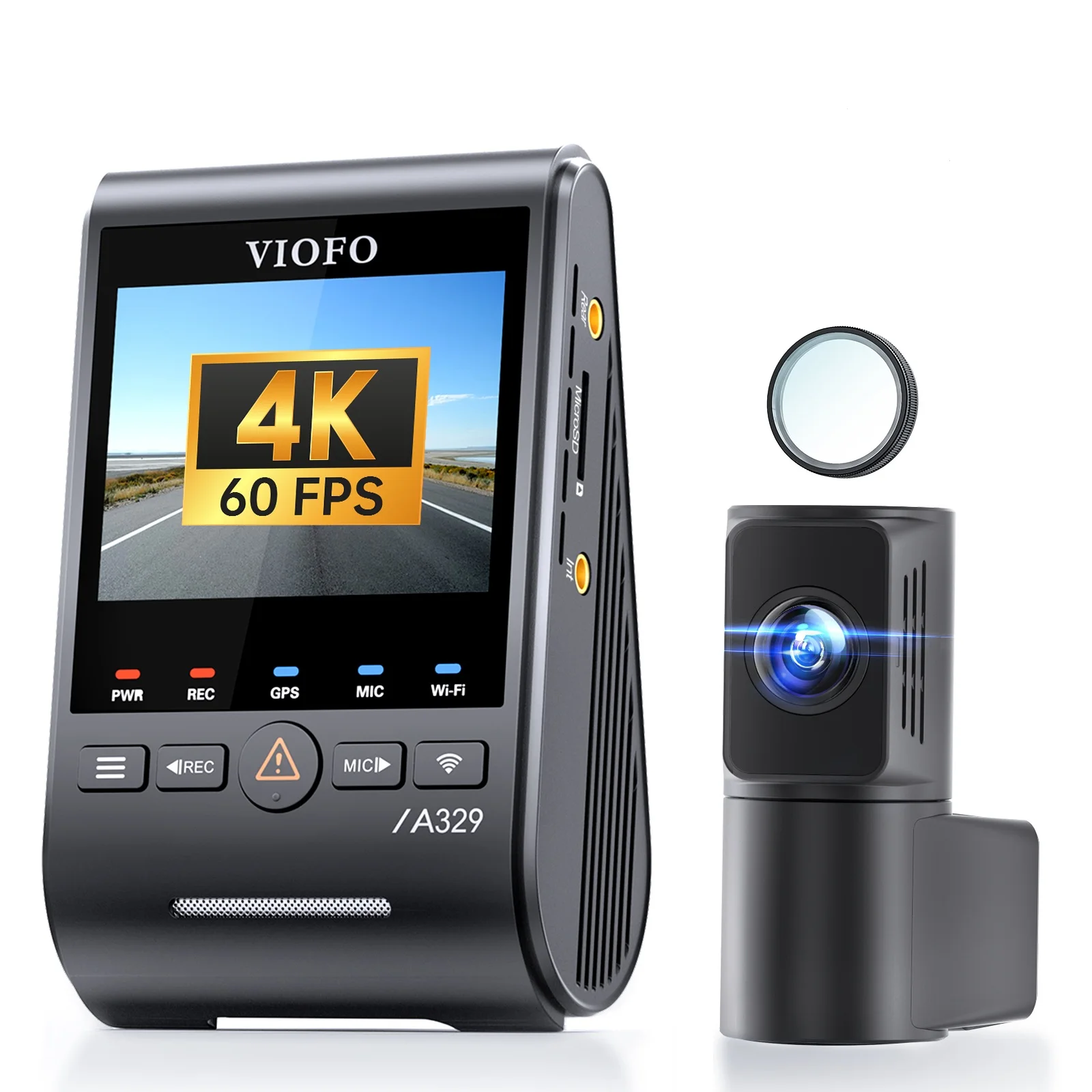 VIOFO A329S 2CH 4K 60FPS+2K HDR GPS Wi-Fi 6 מצלמת רכב עם חיישן Sony STARVIS 2, תמיכה באחסון SSD, זיהוי השפעה בעוצמה נמוכה