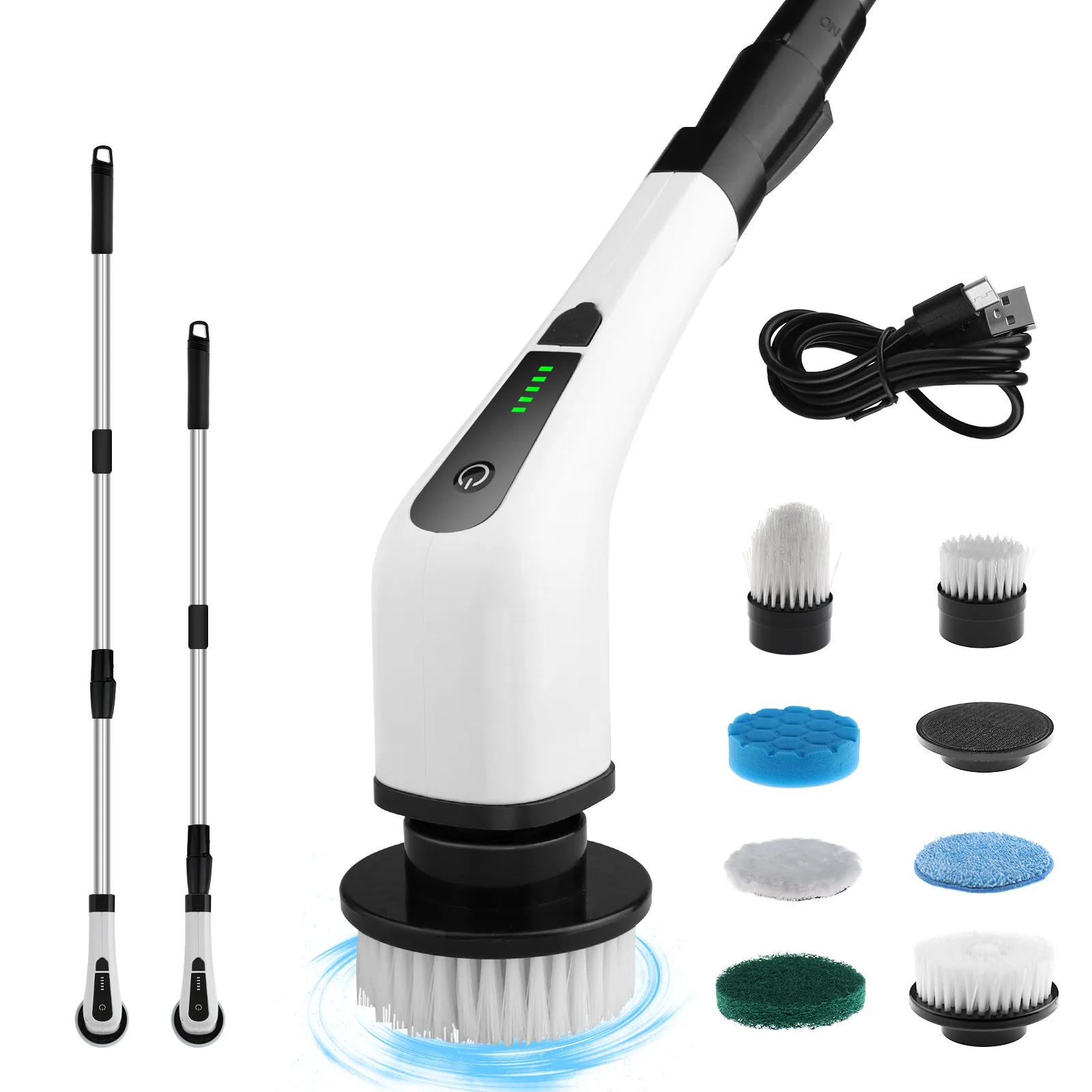 9 In 1 Electric Cleaning Brush Window Wall Cleaner Electric Turbo Scrub  Brush Rotating Scrubber Kitchen Bathroom Cleaning Tools - AliExpress