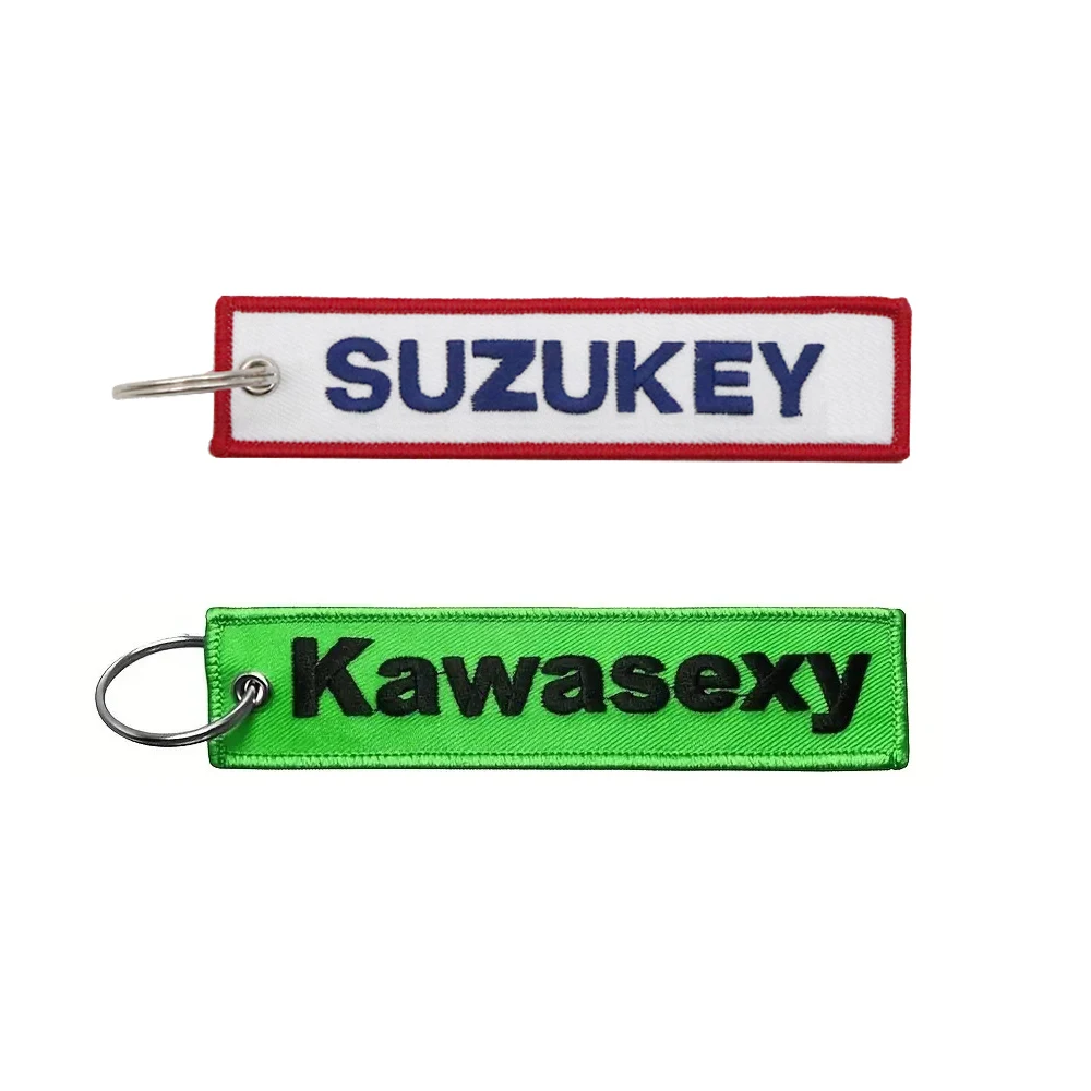 JDM Key Ring Kawasexy/SUZUKEY LOGO Embroidery Key Chain For KAWASAKI Motorcycles Car Keys Gift Fashion Key Ring