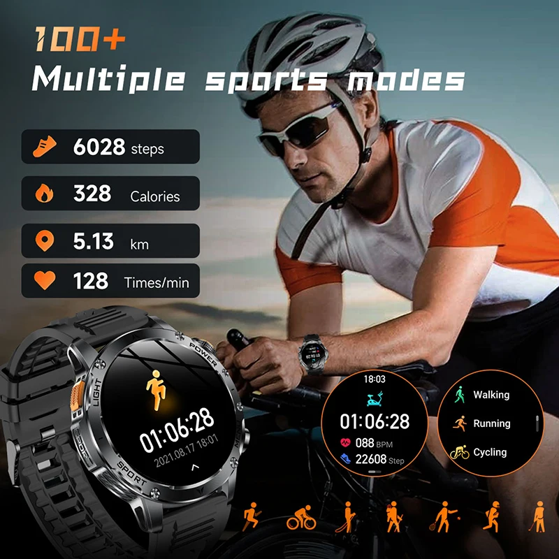 Outdoor Sport GPS Smart Watch Men 5ATM Waterproof Swim Smartwatch HD AMOLED 1000mAh Battery NFC Call Fitness Electronic Watches