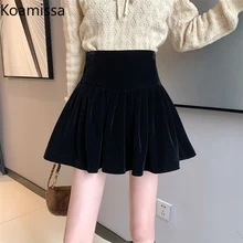 

Koamissa Velvet Women Vintage Mini Short Skirt Solid High Waist Lady Chic A Line Sexy Skirts 2022 New Dropshipping Faldas