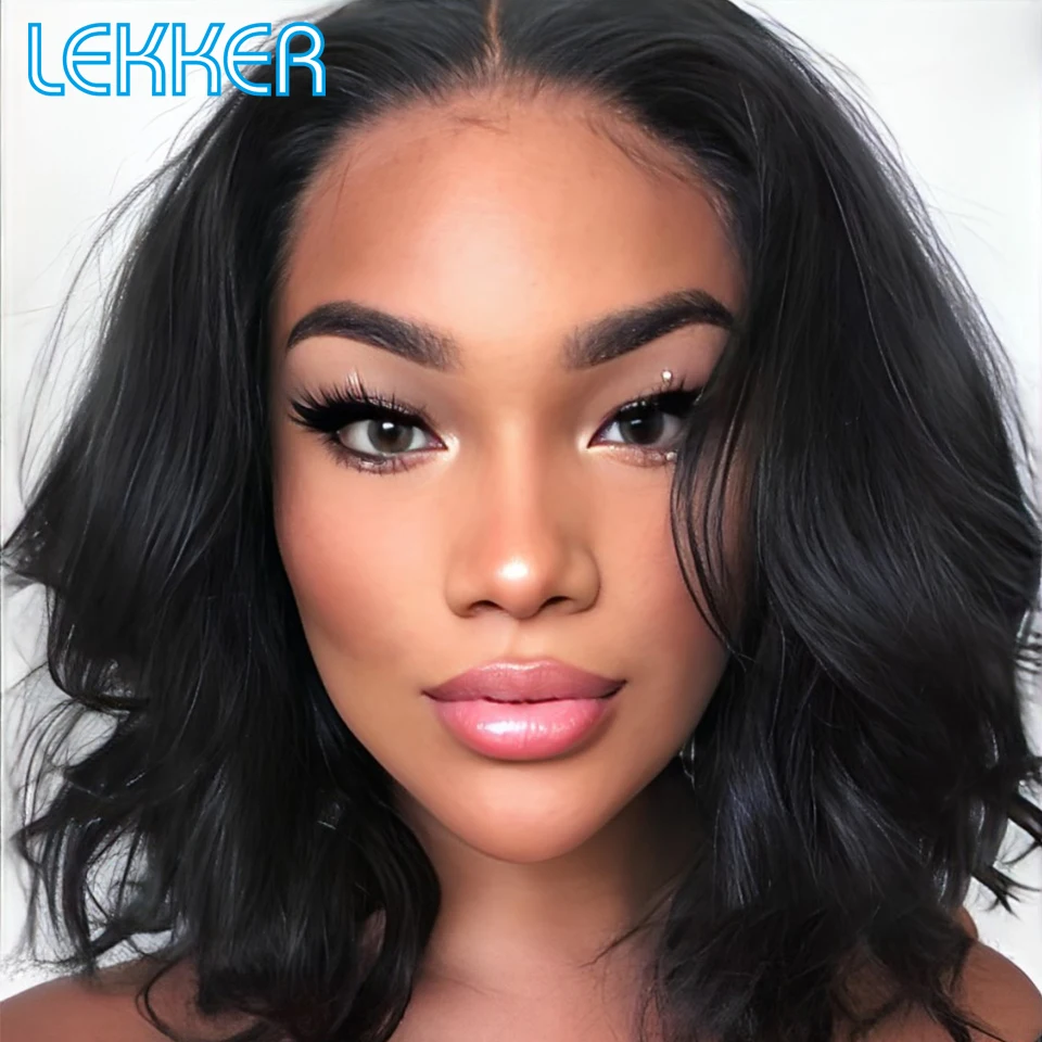 Lekker Body Wave Bob 13x4 Lace Frontal Human Hair Wigs For Women Brazilian Remy Hair Glueless Wavy Free Part HD Lace 12'' Wigs