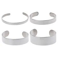 Q0KE 10 Pcs Stainless Steel Bracelet Blank Cuff Bangle Blank DIY Leather Cuff Bangles Jewelry Making for Birthday Presents 2