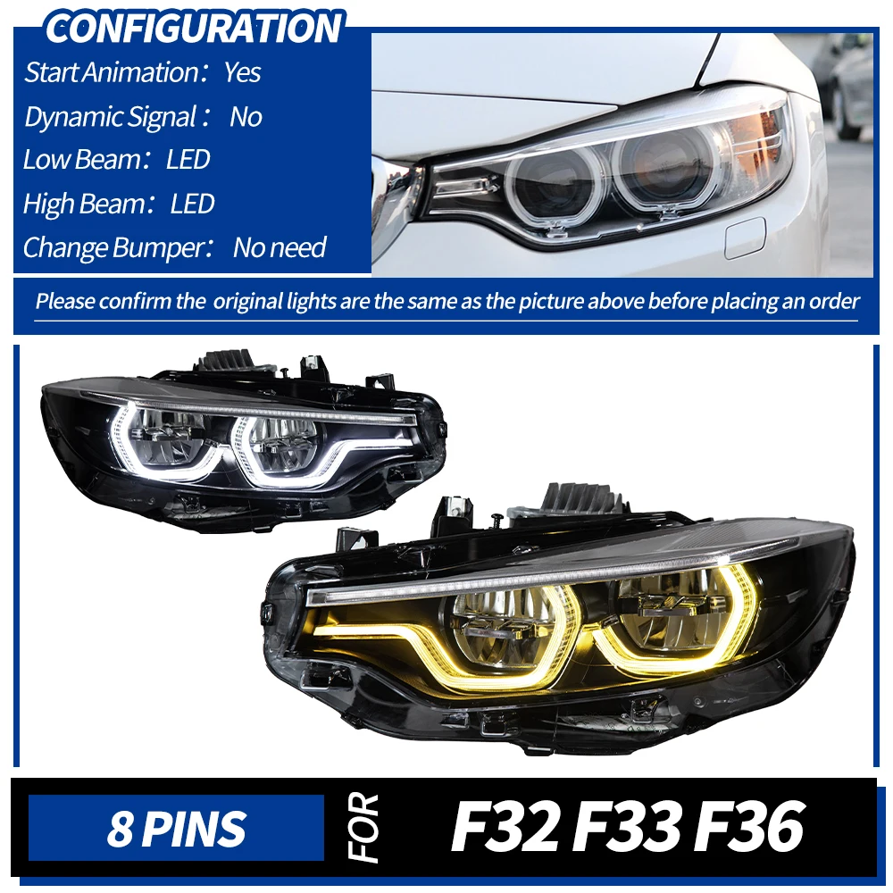 BMW 4 Serisi F32 LED Far 2012-2019 M4 F33 F36 F82 LED Ön Far DRL Sinyal Ön Otomotiv Aksesuarları