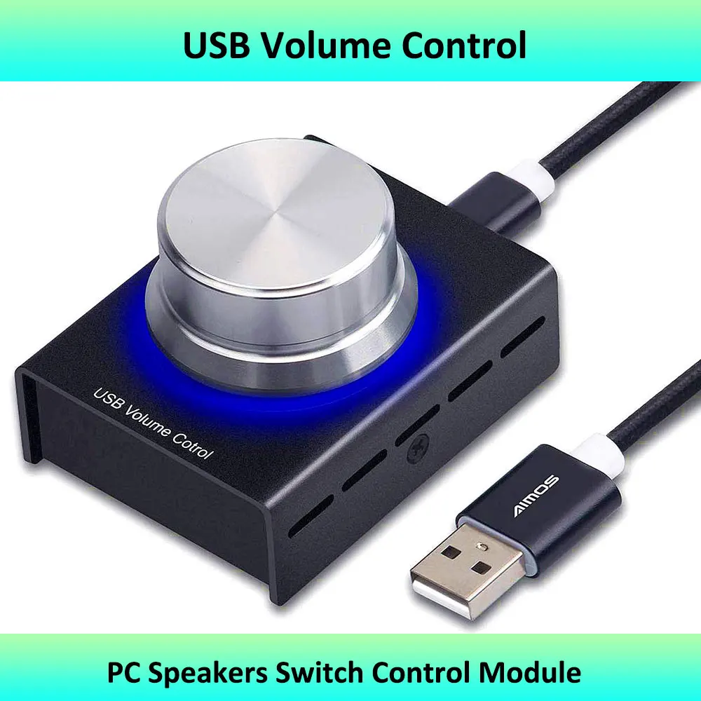 USB Volume Control, Lnline Volume Knob Lossless Audio with USB Cable Mute Control and PC Speakers Switch Control Module