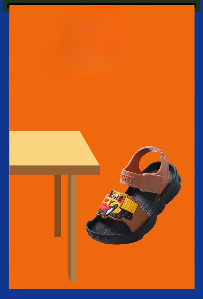 Summer Children Shoes Boys Sandals Flat Bottom Breathable Baby Walking Shoes Cartoon Car Kids Outdoor Students Running Sandals