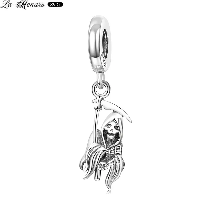 

La Menars Silver Charms Pendant Classic Style Death Dangle Beads Fit Original Bracelet Unisex Fine Jewerly DIY Gift