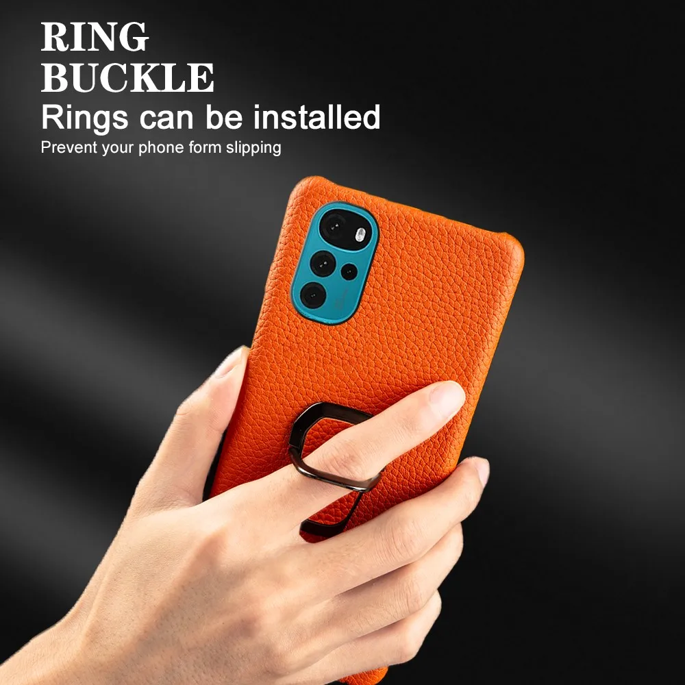 For Motorola G22 Case Retro Genuine Leather Cover for Moto Edge S30 E32 edge X30 G50 G60 G60S E6 Car Stand Holder Phone Cases