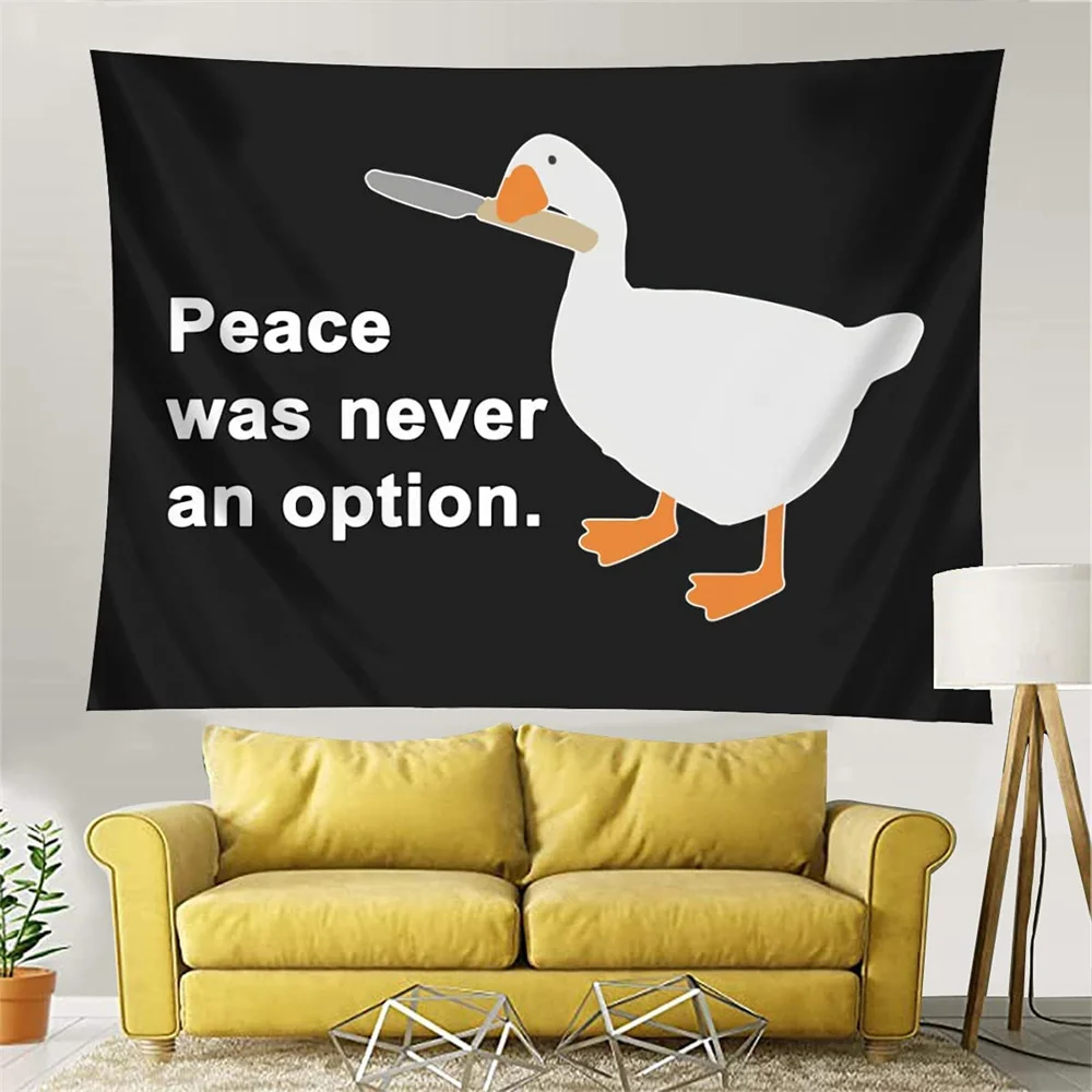 Peace Was Never An Option Tapestry Room Decor Aesthetic Goose Meme Tapestry Wall Hanging Background Carpets Home Decoration tapestry decorations