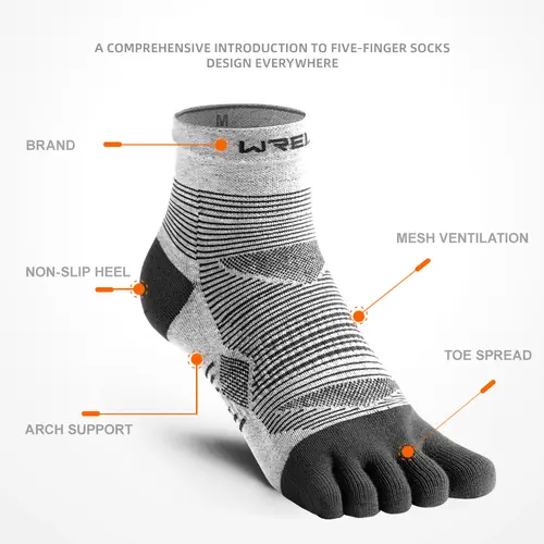 WRELS Coolmax Sports Socks Comfy Elastic Shock-proof Breathable Run Knitted Socks High Performance Athletic Five Toe Socks - Image 4