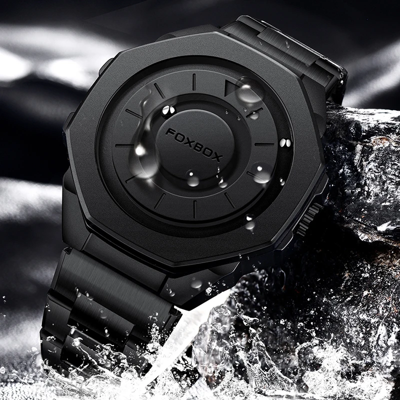 FOXBOX Mens Watches LIGE Top Brand Luxury Rolling Ball Design Watch For Men Fashion Business Waterproof Quartz Wristwatch