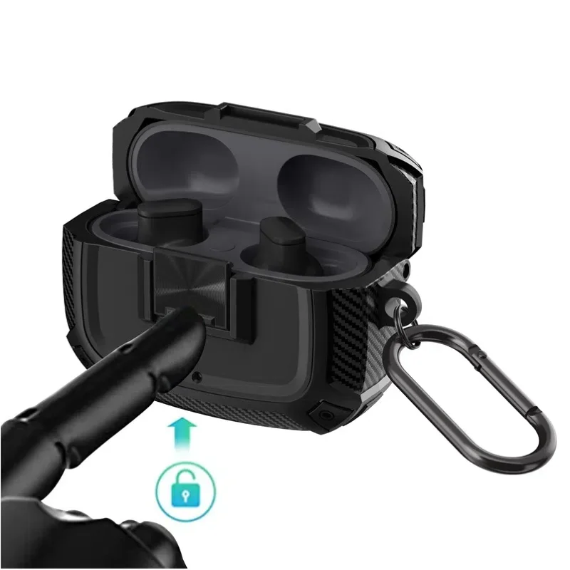 Carbon Fiber Shockproof Case with Safety Lock Cover