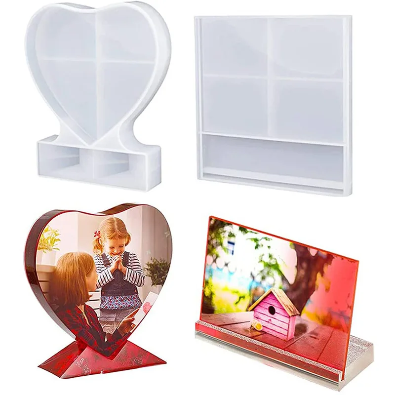 Love Heart Shaped Square Photo Frame Epoxy Silicone Mold For DIY Resin Craft Decorative Jewelry Making Mold Silicone Mould heart round storage box silicone molds crystal square epoxy resin mold trinkets box for diy crafts jewelry making storage tools