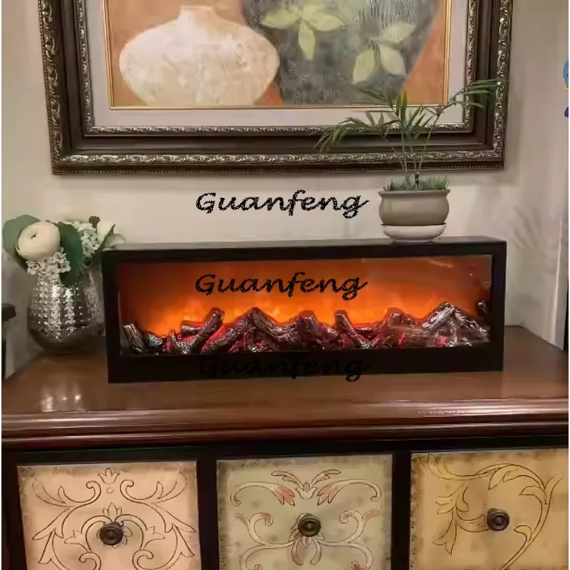 Simulated Fireplaces Home Living Room TV Cabinet Fireplace Flame Lamp Fake Firewood Flame Desktop Decoration Ambient Light