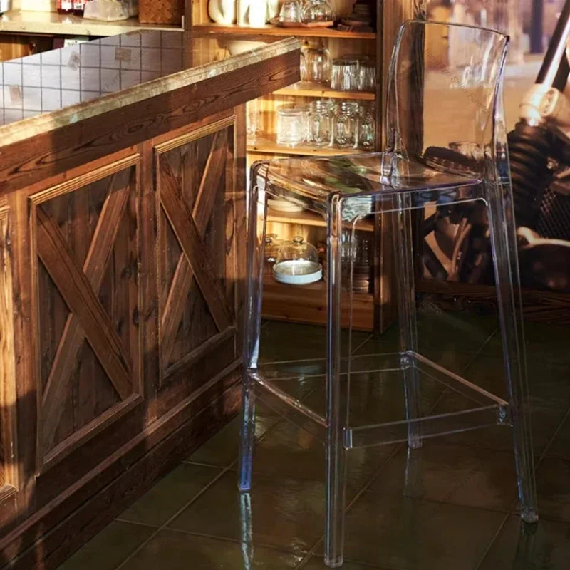 High Dining Bar Chairs Office Nordic Accent Velvet Bar Stools Luxury Transparent Acrylic Design Banqueta Home Furniture HBBC