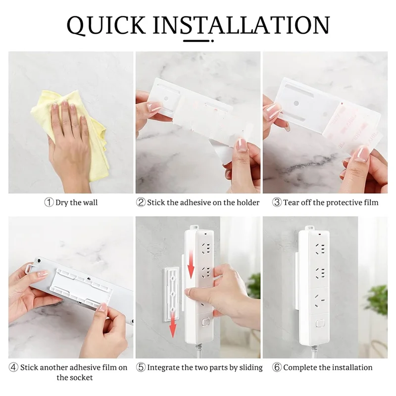 Desktop Socket Holder, Plug-In Surge Protector Bracket, Desktop Mobile Self-Adhesive Non-Punch Socket Bracket Easy To Use